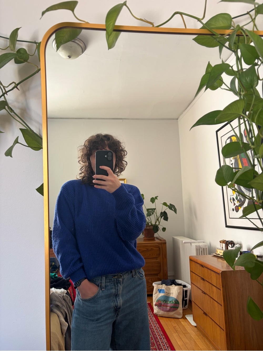 Le Tigre Vintage Blue Ribbed Knit Crewneck Sweater